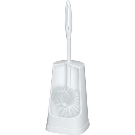 Brosse WC Simple - brosse double, Excellent Rapport Qualité/Prix, Plastique, 12,5x40,5x12,5 cm, Blanc (1/3)