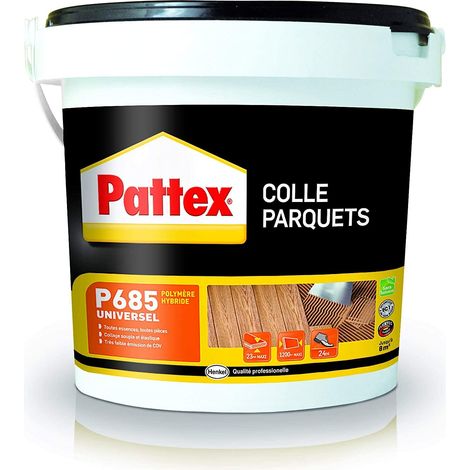 PATTEX Adesivo per parquet P685 – Colla polimerica per qualsiasi tipo di parquet e lunghezza del foglio, adatto su pavimenti riscaldati, garantisce un incollaggio elastico forte e duraturo, secchio da