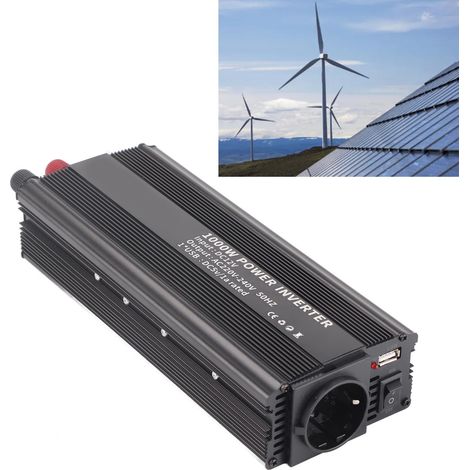 Convertisseur à onde sinusoïdale de correction 12 V, convertisseur 220 V, onduleur de puissance 1000 W avec panneau solaire (1/5)