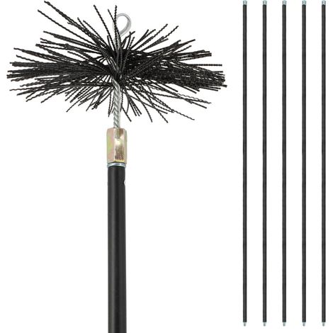Kit ramonage 200mm - 6 pièces - conduits gainés - 1 brosse en nylon - 5 cannes souples emboîtables 1m40 (1/4)