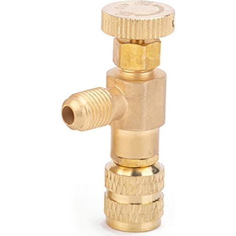 R410A Valve 1 et 4 Charge De Fluide Frigorigene "- 5 16" Copper Flow Control Valves Fluor Soupape Securite 2pcs Cuivre (1/4)