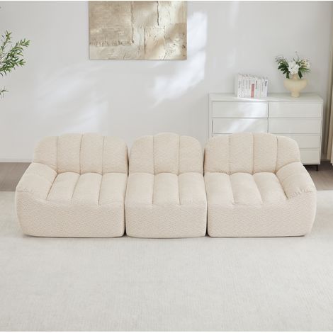 Divano modulare 3 posti 288x104x79 cm in tessuto beige bianco, senza montaggio – MEUBLIV (1/5)