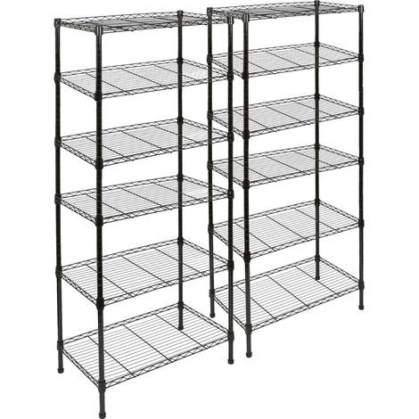 Étagère métallique réglable 6 niveaux – 60 x 35 x 180 cm – Noire – Charge max 150 kg par niveau – Idéale pour cuisine, garage et salle de bain (1/5)