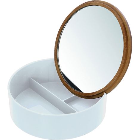 Organizer Trucchi e Cosmetici con Specchio in Bambù Smack - Colore: Bianco