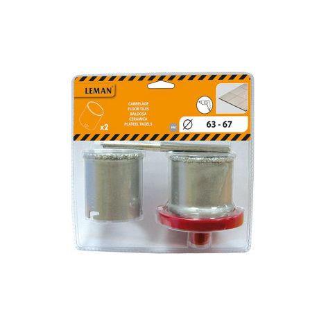 Leman - Lot de 2 Trépans Concretion Carbure Diam63/67 Foret+Embase Faïence (1/3)