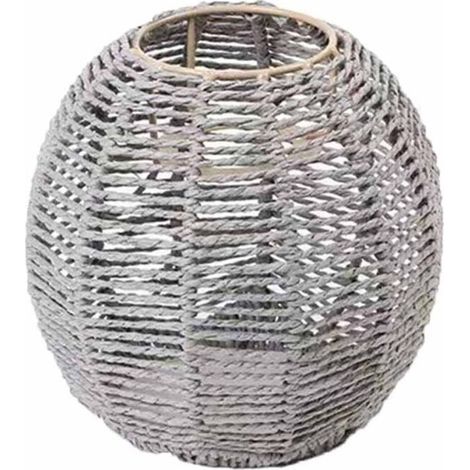 Abat-jour suspendu en rotin tressé à la main, de style bohème, idéal pour les îlots de cuisine, les chambres, les salles à manger et les espaces repas (gris). (1/5)