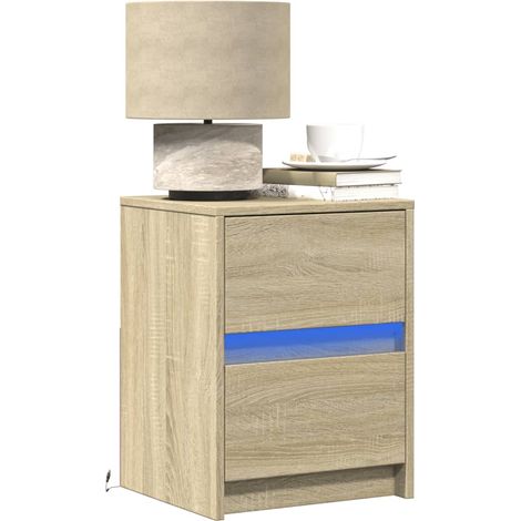 Nachttisch mit LED-Leuchten Sonoma Eiche Holzwerkstoff