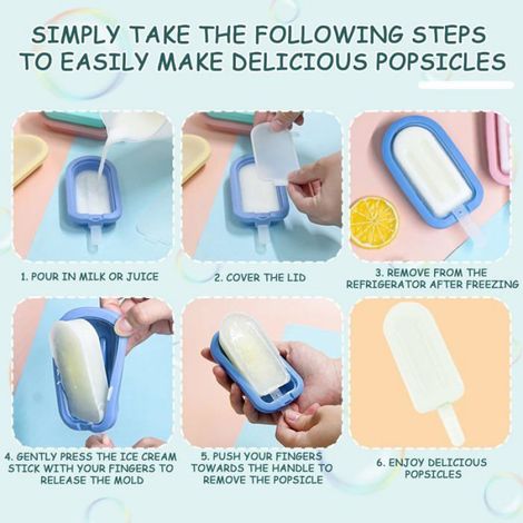 Moules à Glace Silicone Popsicle-5,,Standard,Réutilisable DIY Crème Glacée Plastique Résistant,Facile Démoulage,Ustensile Aucunely (1/5)