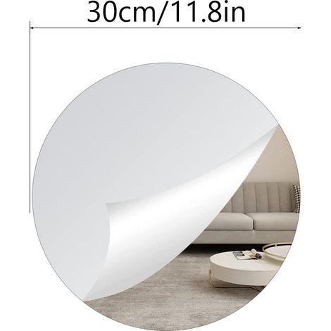 Miroir Rond Auto-Adhésif - 30 cm - Épaisseur 2 mm - En Acrylique - Pour Salle De Bain Chambre Couloir - 2 Pièces