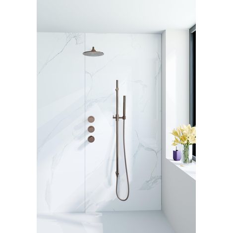 Fortifura Nebbio Ensemble de douche pluie - robinet encastré - corps encastré - barre coulissante - flexible de douche métal - douchette à main barre (1/5)
