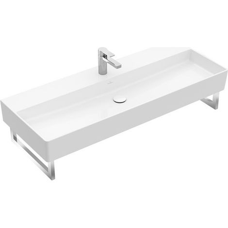 Memento 2.0, Lavabos muraux, 1200 x 470 mm, Rectangulaire, pour robinetterie à 3 trou s, troude robinetterie central percé, sans trop-plein, Une bonde ne pouvant pas être fermée ou bien un ViFlow (tro
