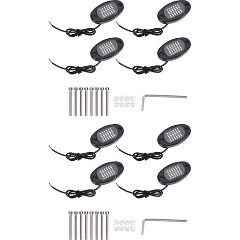 8 dosettes Rock Lights, 36 LED lumières sous-éclairage pour camion SUV UTV ATV voiture bateau moto lumière blanche (1/5)