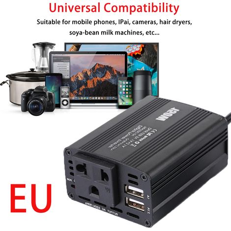 Convertisseur de puissance pour voiture 150 W CC 12 V vers CA 220 V avec double chargeur USB (UE) (1/4)