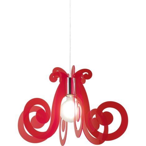 Lampadario a sospensione in Plexiglas MIZAR Rosso diametro 64x h41 cm (1/2)