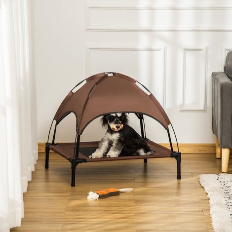Lit surélevé chien auvent chaise longue extérieure toit tissu respirant taffetas camping café 76x61x73cm