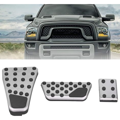 Revêtements de pédales d'accélérateur et de frein, kit de tapis de pédales en alliage d'aluminium, compatibles avec Dodge Ram 2011-2018, 1500, 2500, 3500 (1/5)