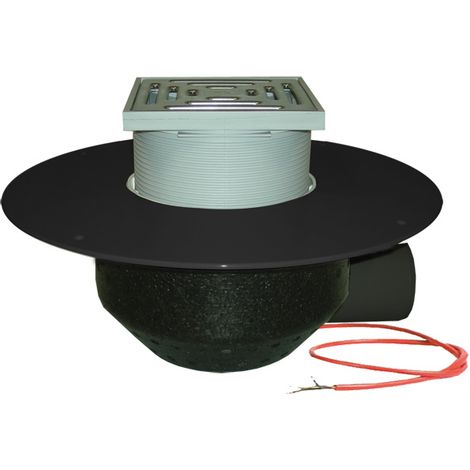 Horizontaler Dachablauf DN75 mit PP-Kragen, beheizbar (10-30W/230V). Begehbar - 148x148mm/137x137mm