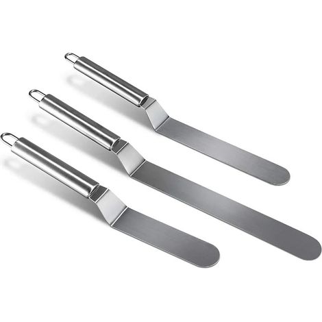 Ensemble de couteaux à gâteaux et à tartes, ensemble de 3 spatules coudées en acier inoxydable, couteau à glaçage antirouille, couteau de cuisine professionnel (1/5)