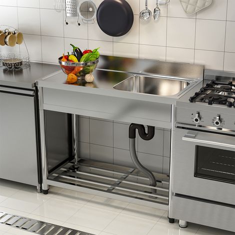 Stainless Steel Commercial Sink with Bowl Side Platform (1/5)
