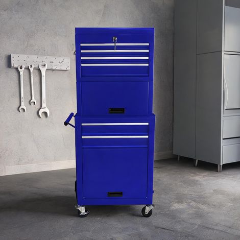Servante d'atelier coloris bleu en acier 60 x 33 x 110 cm (1/5)
