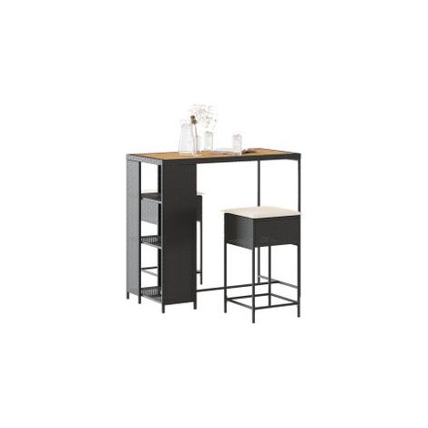 Ensemble de bar de jardin 3 pcs avec coussins noir poly rotin (1/5)