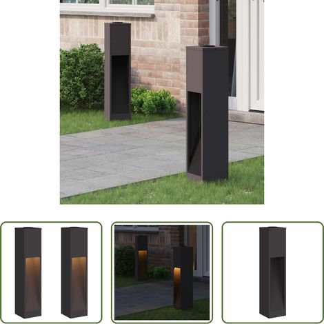 Außenbeleuchtung - Solar LED Wegeleuchte 2 pcs Schwarz Kalt gewalzter Stahl (1/5)