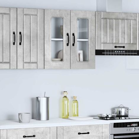 Teenpull – Küchen-Hängeschrank mit Glastür Kalmar Betongrau Holzwerkstoff (1/5)