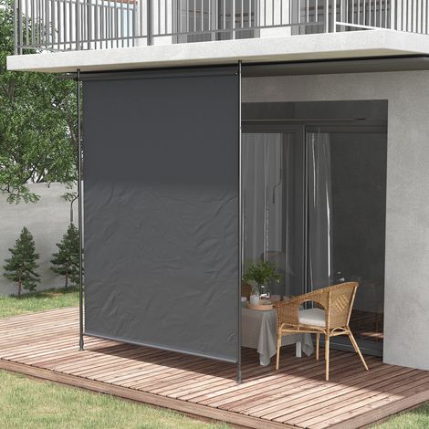 Tendalino laterale retrattile 200 x 270 cm, altezza regolabile 215-305 cm, protezione UV, alluminio grigio (1/5)