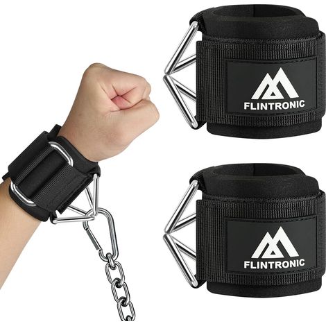 Set of 2 padded neoprene wrist straps for cable machines, adjustable hook and loop closure and secure design, fitness training equipment for men and women (1/5)