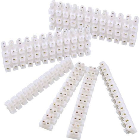 10 PCS Barrette de Connexion 10A Bloc à 12 Bornes Avec des Vis Blocs de Jonction Électriques Double Rangée pour Fils de Raccordement, Appareils Électriques, Armoires Électriques, Blanc (1/5)