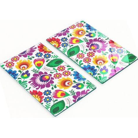 Tablas de cortar de vidrio para cocina con estampado 茅tnico gr谩fico 2x30x52 cm