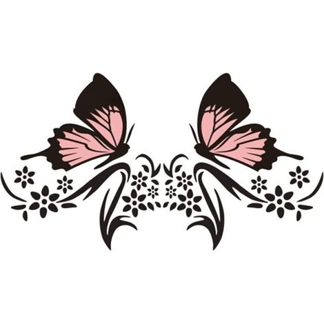 (Noir + Rose)2 Pcs Autocollant de Bande de Capot de Voiture, Papillon Fleurs Motif Graphiques Autocollant de Carrosserie de Voiture Étanche Autocollant pour Voitures SUV Camions Ordinateur (1/5)