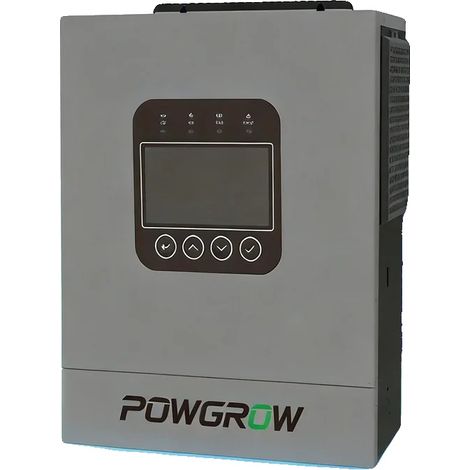 Inversor solar híbrido, potencia de 5000 W, potencia máxima de 10 kVA, compatibilidad con 24 V, rango de voltaje MPPT de 60 a 450 V CC, dimensiones 44,5 cm x 38,5 cm x 16,5 cm (1/5)