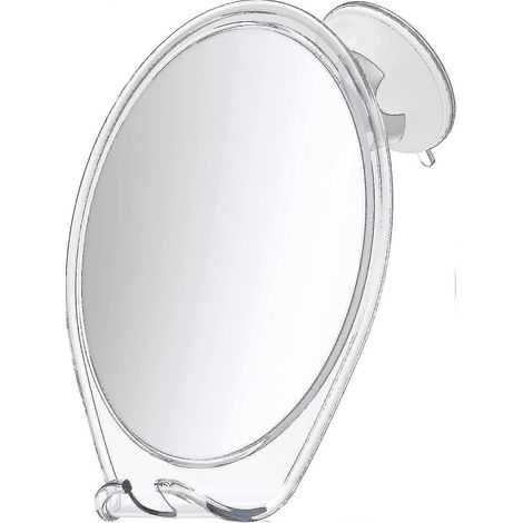 Miroir de douche anti-buée avec ventouse, support pour rasoir rotatif et de douche, miroir de salle de bain (blanc) (1/5)