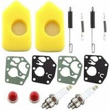Filtre À Air - Membrane Carburateur - Pompe À Essence - Ressort Régulateur - Bougie D Allumage - Pour Moteurs Briggs & Stratton - Lot De 2 Pièces