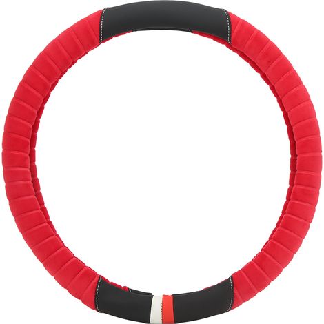 Volant voiture housse en soie glace universelle 15 pouces antidérapant confortable protection décoration rouge (1/5)