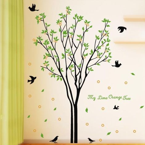 Sticker mural décoratif Arbres mandariniers pour salon et chambre (1/5)