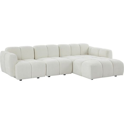 Divano angolare modulabile in tessuto testurizzato bianco avorio - CARLIVI