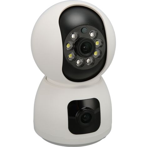 Caméra de sécurité 2K 4MP double objectif, application mobile 2,4 GHz, PTZ 360°, vision nocturne, détection de mouvement, alerte, audio bidirectionnel pour la surveillance de bébé (1/5)