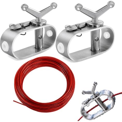 Tendeurs Fil à Linge Aluminium 2 Tendeurs + 15m Câble Tension (1/5)