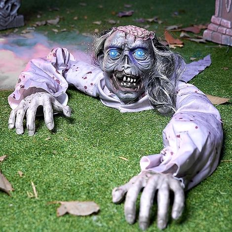 Halloween Crawling Zombie with Bright Eyes and Scary Sound, Ideal for Haunted House or Outdoor Decoration (1/5)