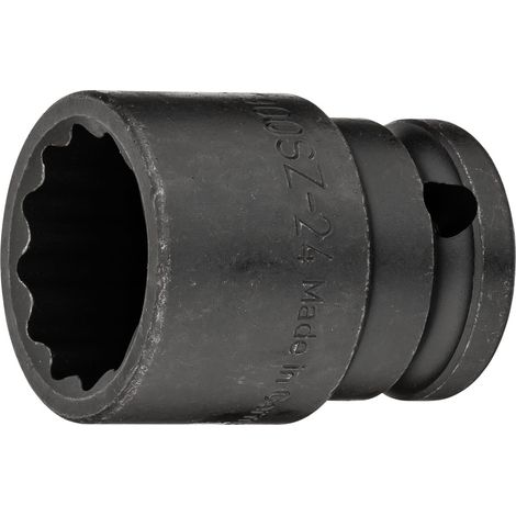 Hazet Schlag-Maschinenschrauber Steckschlüsseleinsatz 900SZ-24, 1/2 (12,5 mm) Vierkant hohl, Außen Doppelsechskant-Tractionsprofil, SW 24 mm