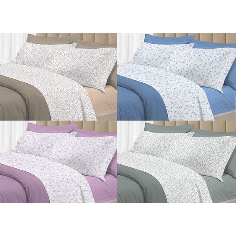 Completo Lenzuola Letto 100% Cotone Italy 3027 Disegno Melody, misuraSingolocoloreVerde