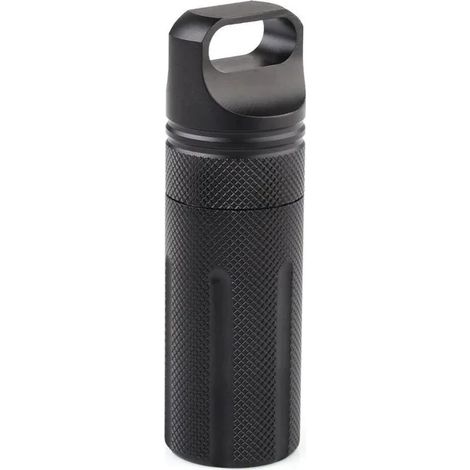 Kits de premiers secours d'urgence étanches en plein air bouteille de pilule de survie de sécurité en aluminium Camping EDC boîte de réservoir pour cigarettes noir