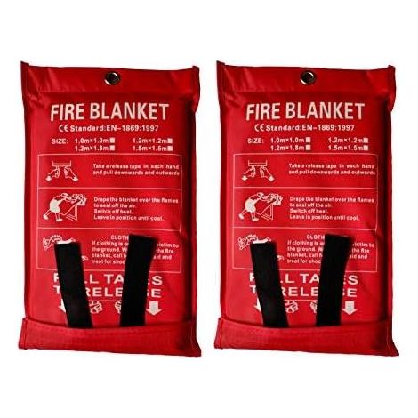 Feuerfeste Fiberglas-Decke für Notfälle, feuerfest und wärmeisolierend, geeignet für Küche, Kamin, Grill, Auto und Camping (1 x 1 m – 2 Stück) (1/5)