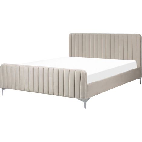 Bed Velvet LUNAN 160 x 200 cm (EU King Size) Taupe