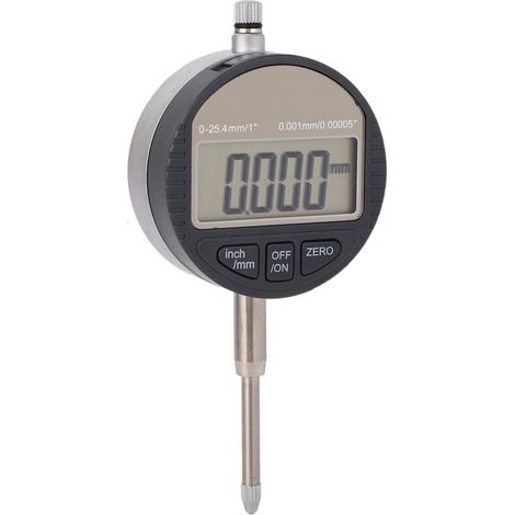 Comparateur à cadran numérique avec grand écran LCD, plage de mesure de 0 à 1 pouce (0 à 25,4 mm), résolution de 0,0005 pouce (0,01 mm), instrument de mesure de précision pour applications industriell