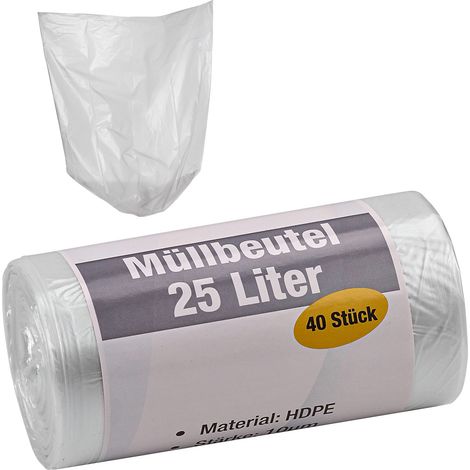 KesTek Müllbeutel Abfallsäcke Müllsäcke Abfallbeutel 25L 40 Stück HDPE 10µm (1/3)