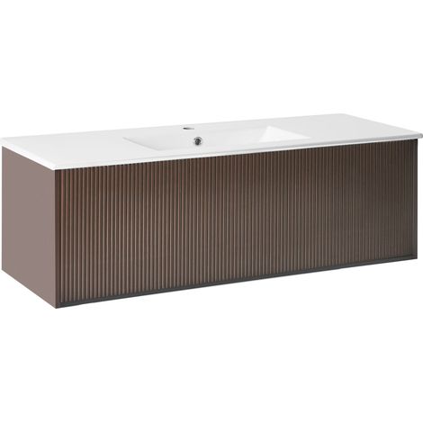 Wall Mounted Vanity Unit with Basin MADIDI 120 cm Brown (1/5)