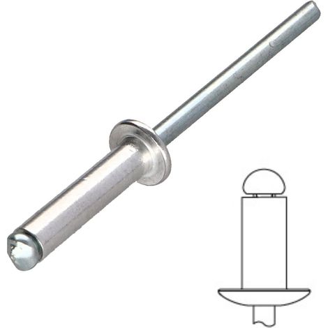 Rivet aveugle Aluminium Tige acier 5X8 Tête plate